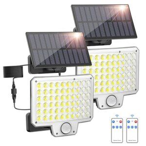 2 Solar Lights Outdoor, 240 LED 3000LM Motion Sensor Outdoor Lights with Remote